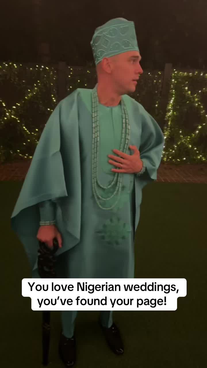 Tom Dazzles in Custom Mikado Agbada at a Stunning Nigerian Wedding